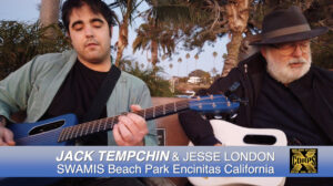 Jack Tempchin and Jesse London playing LAVA guitars at Swamis Surf Park California